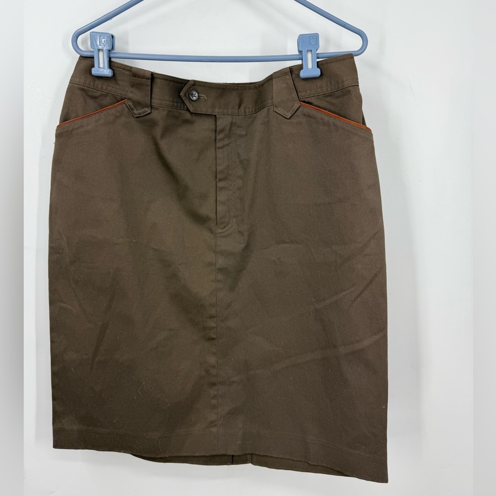 Ralph Lauren vintage Hong Kong cotton blend classic casual Brown Pencil Skirt 14